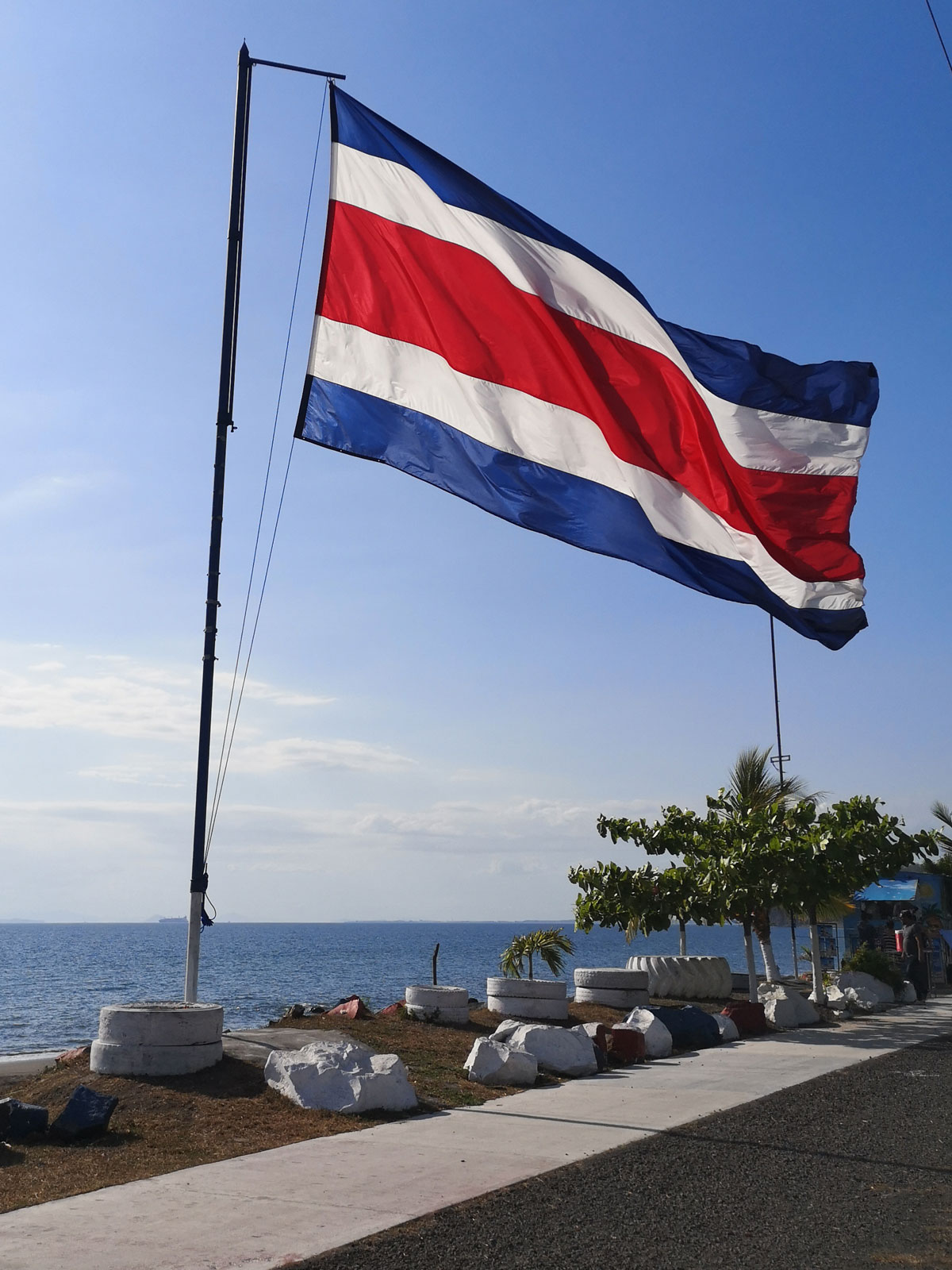 Costa Rica Flag Close To Beach